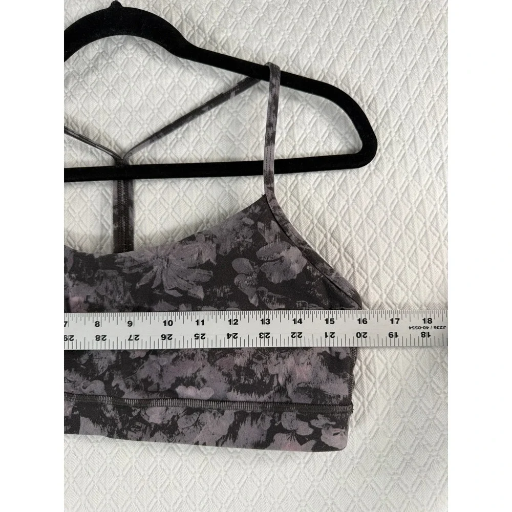 Lululemon Flow Y Bra Light Support Floral Black Grey Purple Yoga Sports Bra‎